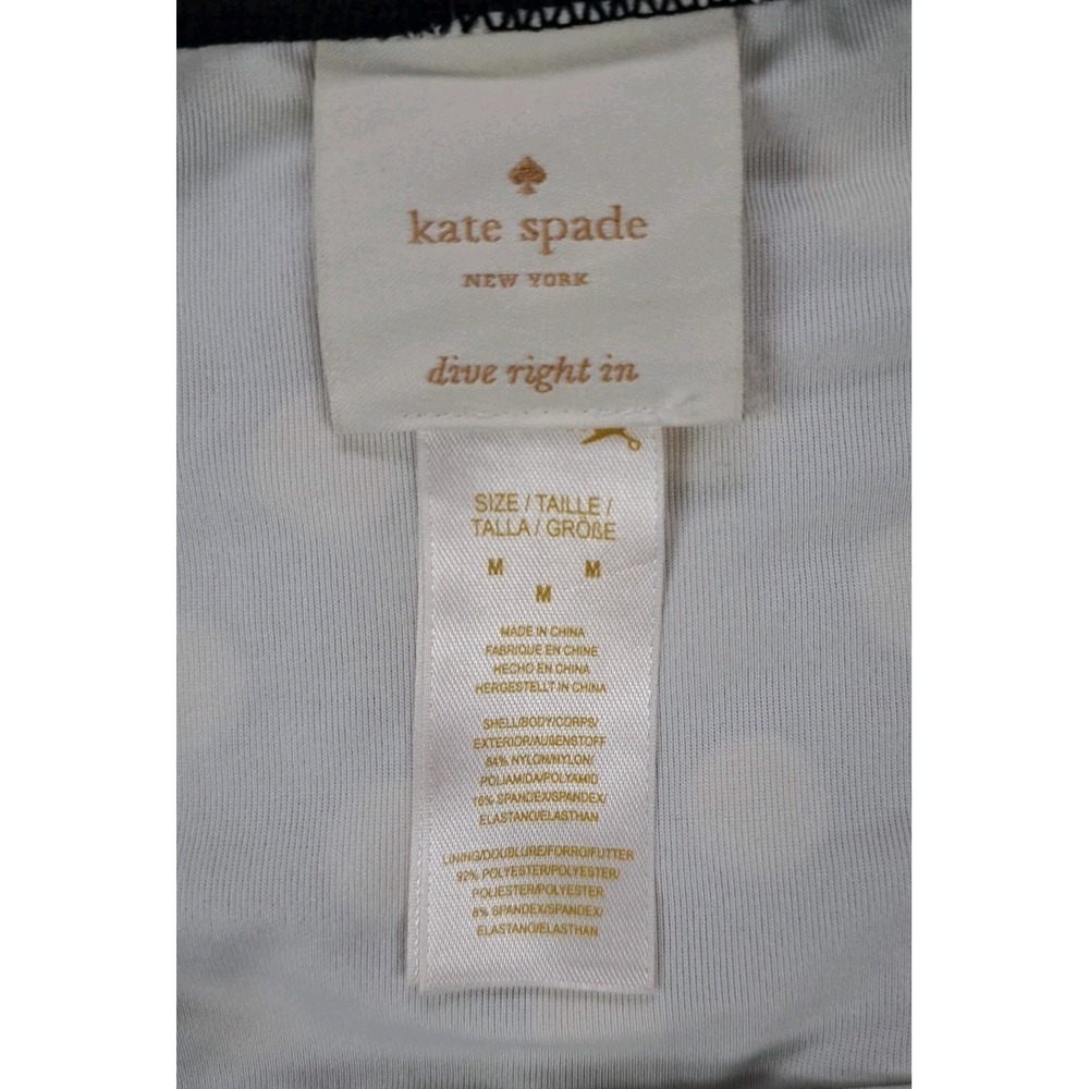 Kate Spade Bikini Bottom M Polka Dot Black/Off White w/Unbranded Blk Mesh Shorts - Picture 3 of 12